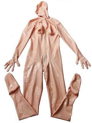 #ad 912 Latex gummi catsuit skin full cover bodysuit with handmade gloves micropore $199.00