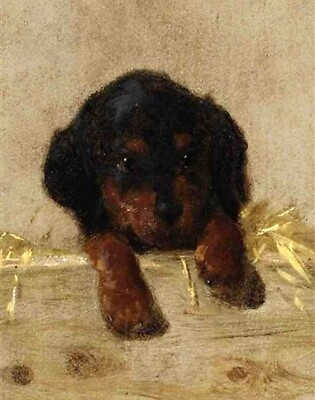 #ad Dream art Oil painting Otto Eerelman Dachshund Puppy lovely and cute animal dog $81.99