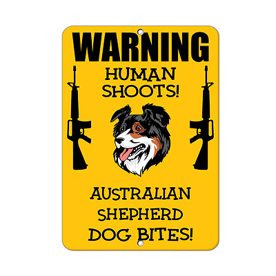 AUSTRALIAN SHEPHERD DOG Human Shoots Fun Novelty METAL Sign $14.99