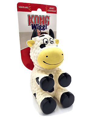 #ad KONG Wiggi Cow Small Medium Squeaky Toss Fetch amp; Play Dog Toy $11.89