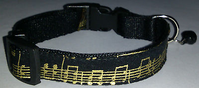 #ad MUSIC NOTES COLLAR Cat Dog Small Pet Cute Puppy Kitten Bell Mini Cool Band Gold $10.99