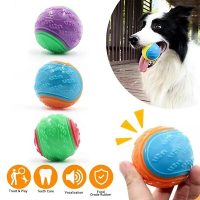 #ad New Dog Squeaky Toy and Bite Resistance Bouncy Chew Ball $8.28
