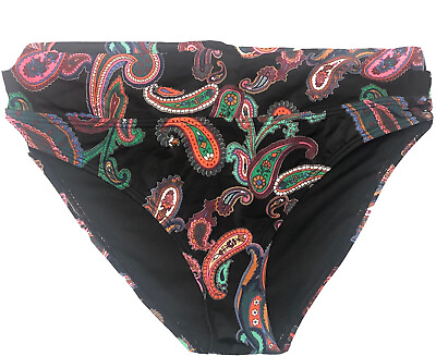 #ad NWOT Victoria Secret Swim Bikini Bottoms Size L Black Paisley Multicolor $11.18