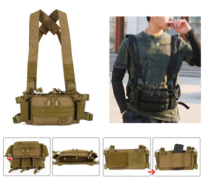 #ad Outdoor Harness Vest Magazine Pouch Bag Tactical Gear Modular Chest Rig Carrier AU $62.95