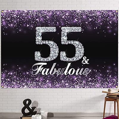 #ad 6x4ft Happy 55th Birthday Banner Backdrop 55 amp; Fabulous Birthday Decoration... $19.89