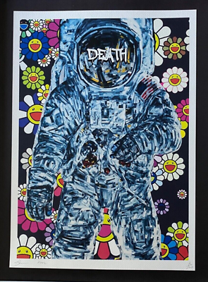 #ad Death NYC Size Rough 18x13in Pop Art Original Certified Apollo XI Murakami 2 $250.00