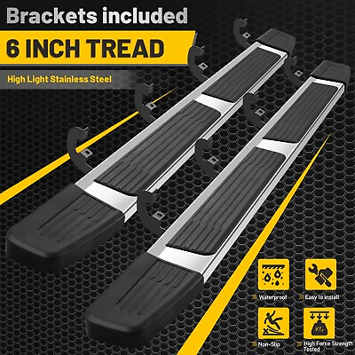 #ad Running Boards For 19 24 Silverado Sierra Crew Cab 6quot; Nerf Bar Truck Steps S S S $157.99