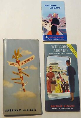 #ad 1960 American Airlines Welcome Aboard 36 Page amp; 64 Page Booklets Folder $14.95