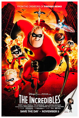#ad The Incredibles 2004 Pixar Disney Movie Poster US Release Teaser #2 $24.99
