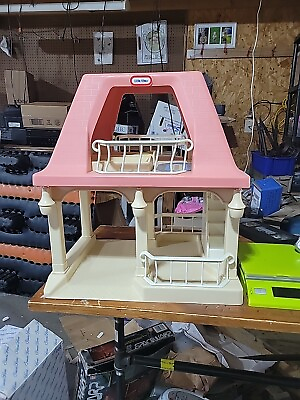 #ad Vintage Little Tikes Grandma#x27;s House Pink Roof Cottage Dollhouse $39.22