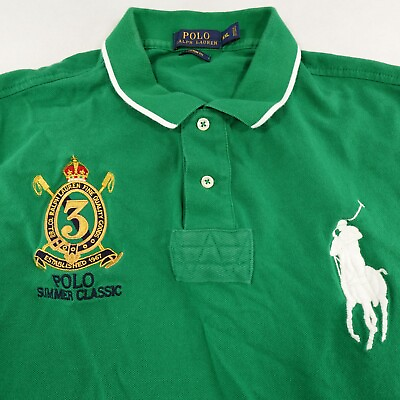 #ad Polo Ralph Lauren Shirt Mens XXL Green White Summer Classic Iconic Big Pony $39.99