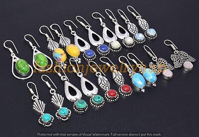 #ad Turquoise amp; Mix Gemstone Earring 10pcs Wholesale Lot 925 Silver Plated Earrings $14.24