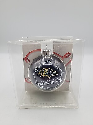 #ad NFL Glass Ornament Baltimore Ravens Round Purple Holiday Christmas Decoration $10.95