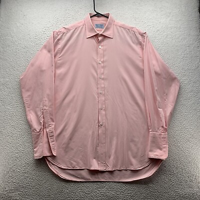 #ad Hilditch amp; Key Dress Shirt Shirt Mens 16.5 Large L Pink Herringbone French Cuff $31.47
