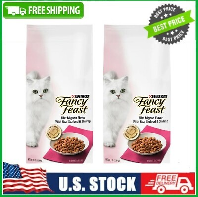 #ad 2 Bags Fancy Feast Dry Cat Food Filet Mignon Flavor With Real Seafood amp; Shrimp $35.66