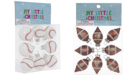 #ad My Little Christmas Sports Ball Mini Ornaments Football Baseball $12.74