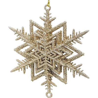 #ad Gold Glitter Snowflake Christmas Tree Ornament Holiday Retro Vintage Style Decor $7.19