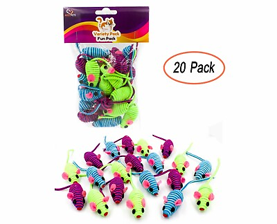 #ad 20 Hypno Colorful Mice Rattle Sound Interactive Catch Play Teaser Cat Toy Mouse $16.99