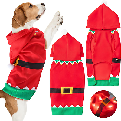 #ad Cat Dog Christmas Costumes Outfit Set with LED Lights Xmas Pets Clothes Suit wit $19.99