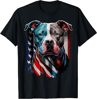 #ad American Pitbull Terrier USA Flag Patriotic Dog T Shirt $16.99