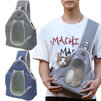 #ad Pet Cat Carrier Backpack Small Dog Sling Shoulder Bag Mesh Breathable for Travel $34.99