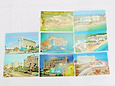 #ad 8 Vintage Postcards Miami Florida Diplomat Hotel Fountainbleau $8.00