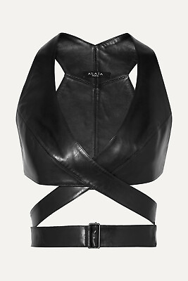 #ad New Trendy Womens 100% Genuine Leather Wrap Bra Top Crop Top In Black $89.00