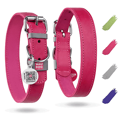 #ad Pink Long Lasting Leather Dog Collar for Large Dogs Adjustable 1520 inch Neck $16.32