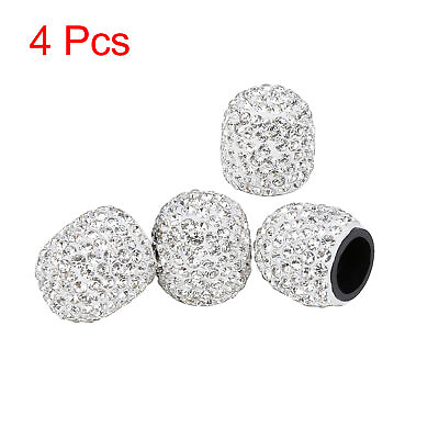#ad 4PCS Universal Bling Faux Crystal Tire Valve Stem Caps Tyre Air Cap Cover White $8.09