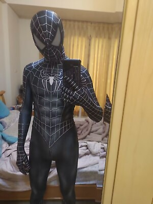 #ad Black Spiderman Cosplay Jumpsuit Halloween Spandex Outfits Costumes For Menamp;Kids $18.04