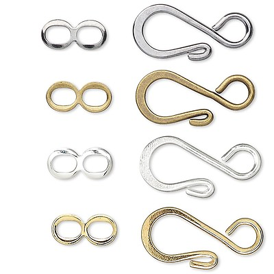 #ad 100 Big Fancy Swirl Hook and Eye Clasps Findings for Jewelry Plated Brass Metal $37.67