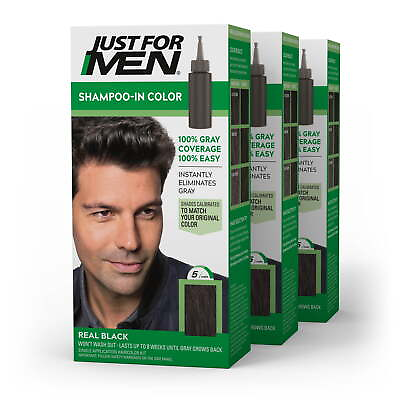 #ad Just For Men Shampoo in Hair Dye for Men H 55 Real Black 3 Pack US $25.98