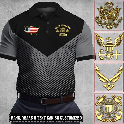 #ad Custom Name US Veteran Patriotic Polo Shirt Day Memorial Day Gift For Mens Dad $30.99