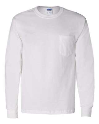 #ad Gildan NEW Mens ULTRA COTTON Long Sleeve Pocket T shirt Tee 2410 $10.46