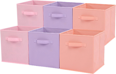 #ad Fabric Storage Bins 11 Inch 6 Pack Fun Colored Durable Storage Cubes with Handle $26.85