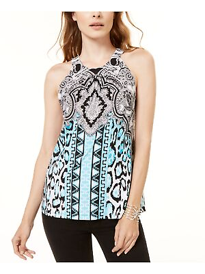 #ad INC Womens Turquoise Keyhole back Printed Sleeveless Halter Party Tank Top S $1.69