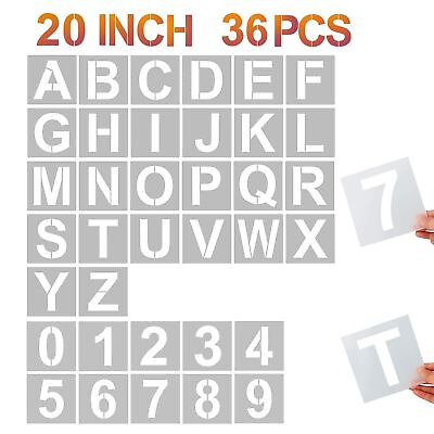 #ad 20 Inch Letter Stencils and Numbers 36 Pcs Alphabet Art Craft Stencils Reusab... $89.97