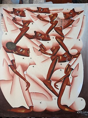 #ad Original Acrylic on canvas Painting by Laurent Casimir Atelier Haitian Unframe $139.00