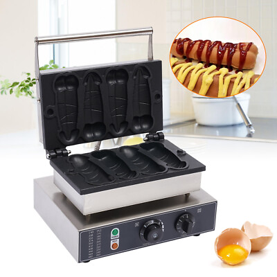 #ad #ad Commercial Nonstick Electric 4PCS Hot Dog Shaped Waffle Maker Baker Machine 110V $160.64