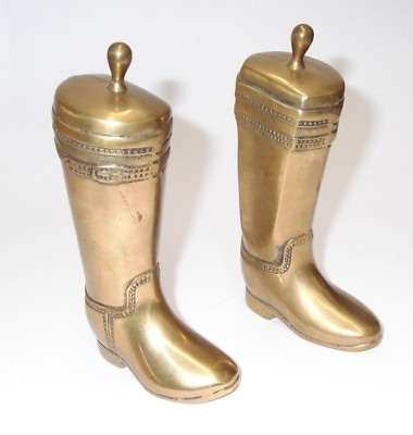 #ad Pair Set of Solid Brass Cowboy Boots Bookends Western 7 1 4quot; English Cabin Korea $85.49