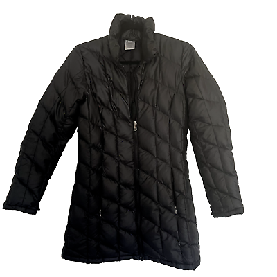 #ad Patagonia Womens Puffer Jacket Parka Goose Down Coat Black Mock Neck Zip Small $59.00