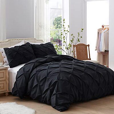 #ad Pinch Pleated Duvet Cover 3 Pieces Duvet Covers Queen Size Soft Microfiber $56.99