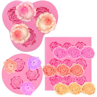 #ad Mini Sizes Roses Flower Fondant Candy Silicone Mold for Sugarcraft Cake Decor... $16.70