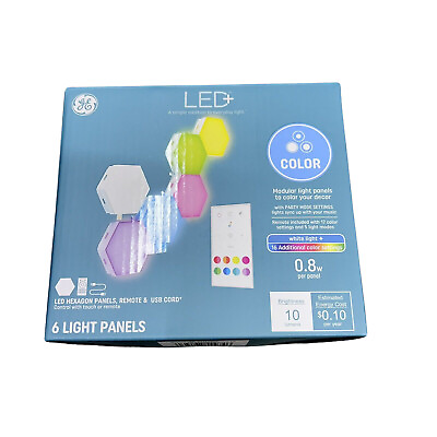 #ad 6 Panel GE LED Modular Hexagon Color Light Panels Kit Touch Sensitive or Remote $21.00