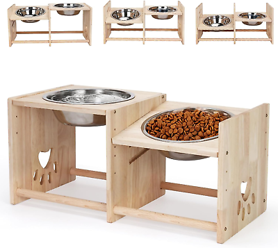#ad Raised Dog Bowls Elevated Pet Feeder Dish Holder Adjustable Dog Food Water... $35.99