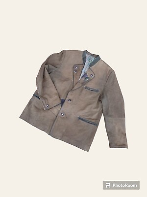 #ad Vintage ethnic jacket man#x27;s genuine leather Austria Oktoberfest. $55.00