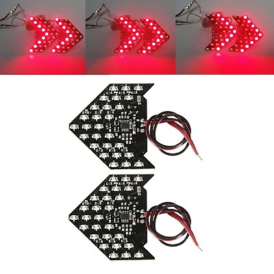 #ad 2x Red 27 LED Car Rear View Side Mirror Sequential Arrow Panel Turn Signal Light $12.97
