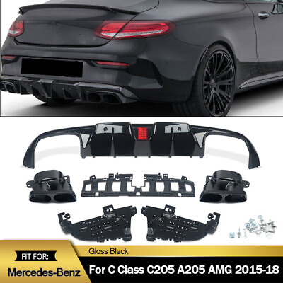 #ad For 2015 18 Mercedes Benz C Class C205 AMG Bumper Rear Diffuser w Tailpipe Tips $275.49