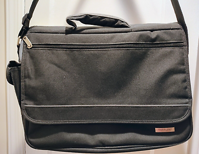#ad Briefcase Black Canvas Travel Bag Overland Travelmate Shoulder Strap Pockets NEW $22.99