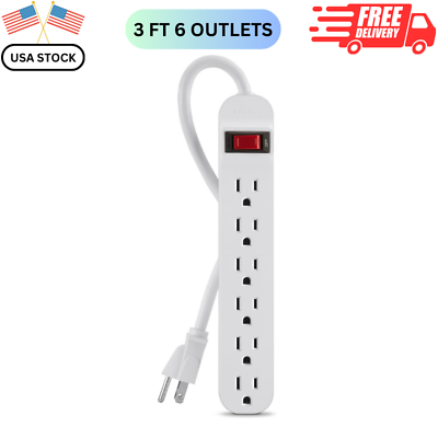 #ad 6 Outlet Power Strip with 3ft Cord 120 Volts Flexible Design Three Prong White $63.39